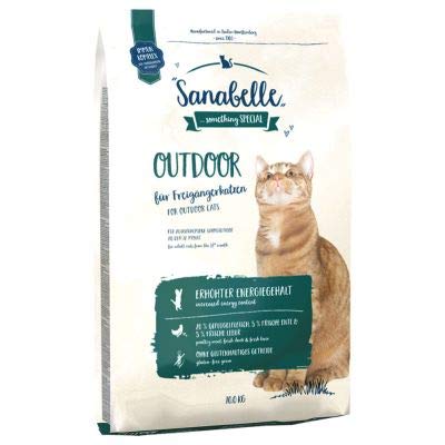 Sanabelle Outdoor Glutenfreies proteinreiches Komplett-Trockenfutter für freilaufende ausgewachsene Katzen mit natürlichen Antioxidantien und erhöhtem Energiegehalt 10 kg x 2