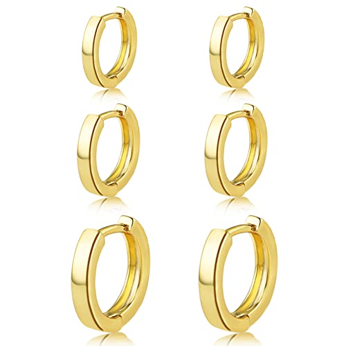 Klein Creolen Gold Damen MÃ¤dchen Kreolen Ohrring Helix Huggie Earrings Mini Ohringestecher Vergoldet Ohrringe Set fÃ¼r Mehrere OhrlÃ¶cher