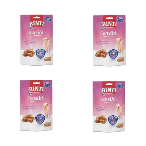 Rinti Sensible Snack Ente 4er Pack 4 x 120 g Ergänzungsfuttermittel für ausgewachsene Hunde Für empfindliche Hunde Leicht verdaulich mit der Echtfleisch-Garantie