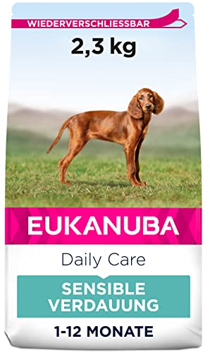 Spende - Eukanuba Daily Care Sensitive Digestion Welpenfutter Trockenfutter für Welpen mit Sensibler Verdauung Magenfreundlich mit leicht verdaulichem Reis 2.3 kg