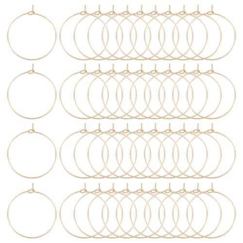 UNICRAFTALE Ca. 50 Stück 25mm Golden Weinglas Charms Ringe Edelstahl Creolen Befunde 0.7mm Pin Ohrring Perlen Für Frauen Basketball Frauen Creolen Machen