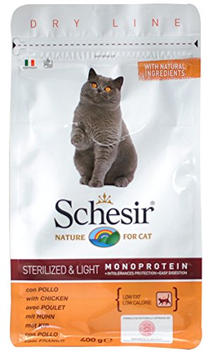 Schesir Cat Sterilized Huhn Katzenfutter trocken für sterilisierte Katzen Trockenfutter im Beutel 1er Pack 1 x 400 g