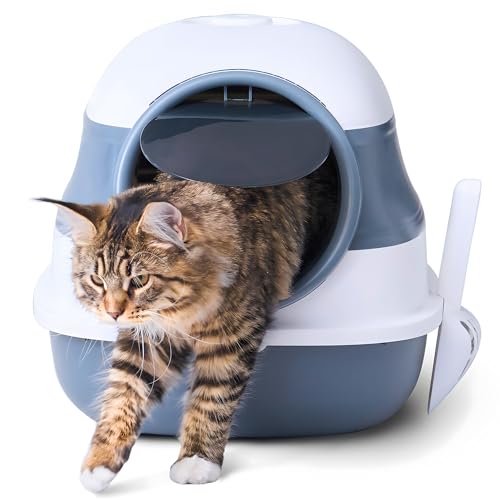 sogesfurniture Katzentoilette mit Deckel geschlossene Katzentoilette faltbar große Katzenklo mit Schaufel Desodorierung Funktion leicht zu reinigen