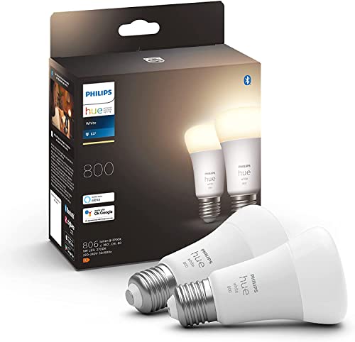 Philips Hue White E27 Lampe Doppelpack dimmbares Licht steuerbar via App kompatibel mit Amazon Alexa Echo Echo Dot
