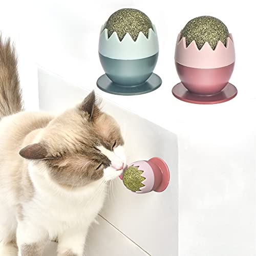 Aucenix Katzenminze Balls Spielzeug für Katzen Drehbares essbares Kitty Spielzeug zum Lecken von Katzen Zahnreinigung Dental Kätzchen Kauspielzeug Sichere gesunde Katzenwand Leckereien für Kätzchen