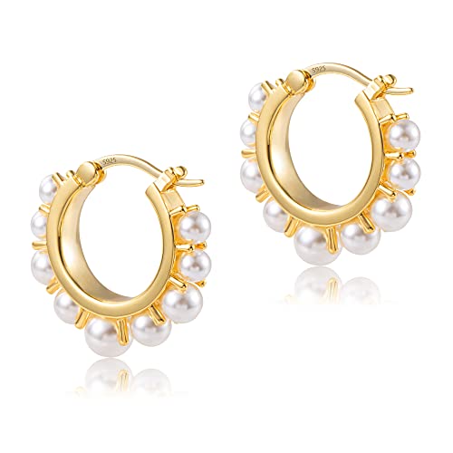 ALEXCRAFT Perlenohrringe Perlen Goldene Hoop Earrings Geschenk Frauen Freundin Mama M채dchen