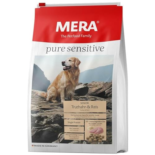 MERA pure sensitive Senior Truthahn und Reis 1 kg Alleinfutter für ältere sensible Hunde tierische Proteinquelle eine Kohlenhydratquelle Glutenfreie Rezeptur