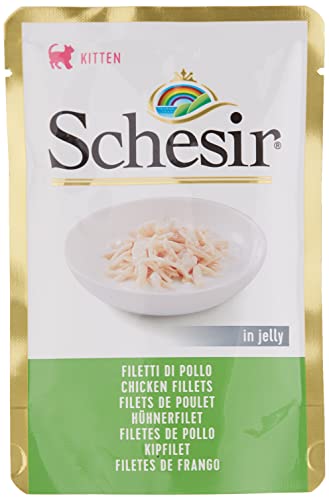 Katzenfutter Gras DELIC Schesir Katze sasz.85g Huhn Kätzchen in Gelee