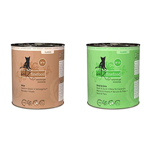 catz finefood N 9 Wild Feinkost Katzenfutter nass verfeinert mit Kartoffel Preiselbeere 6 x 800g N 23 Rind Ente Feinkost Katzenfutter nass verfeinert mit Cranberry Aloe Vera 6 x 800g