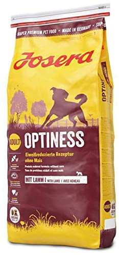 JOSERA Optiness 1x 15kg Hundefutter mit eiweißreduzierter Rezeptur ohne Mais Super Premium Trockenfutter für ausgewachsene 1er Pack