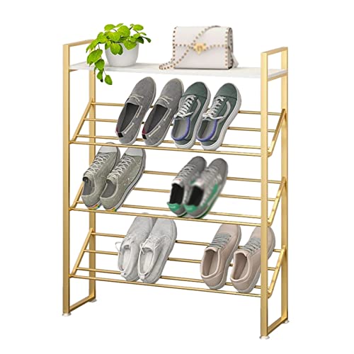 Goldenes Schuhregal Organizer mit 5 Ebenen für Eingang Schrank Aufbewahrung stabiler Metall-Schuhständer für Schuhturm multifunktionales Schuhregal 60 x 120 cm