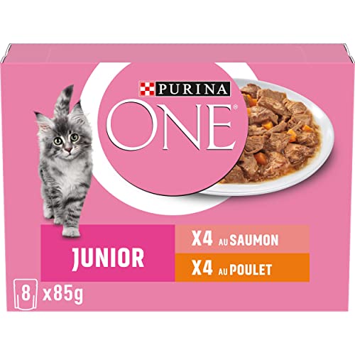 PURINA One Junior Dispersions-Sauce Verschiedene Geschmacksrichtungen Lachs und Huhn für Kätzchen 8 x 85 g