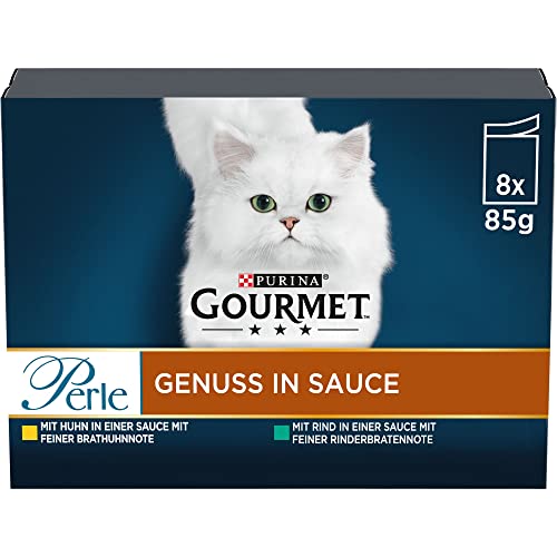 PURINA GOURMET Perle Genuss in Sauce Katzenfutter nass Sorten-Mix 10er Pack 10 x 8 Beutel 85g