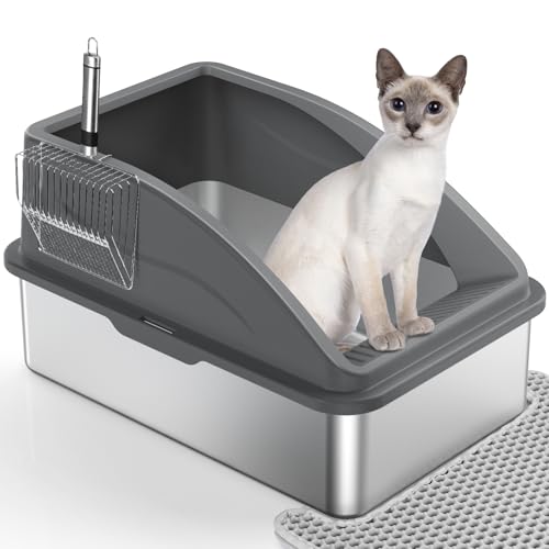  Edelstahl 28Lß Katzenstreuschaufel Doppelschicht Matte Auslaufsichere Litter Box