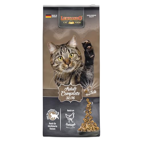 Leonardo Adult Complete 32 16 15kg Katzenfutter Trockenfutter für Katzen Alleinfuttermittel für ausgewachsene Katzen Aller Rassen ab 1 Jahr