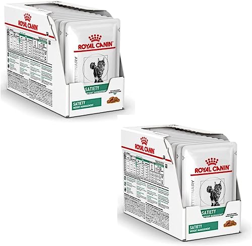 Royal Canin Veterinary Satiety Weight Management Doppelpack 2 x 12 x 85 g Diät-Alleinfuttermittel für Katzen Zur Verringerung von Übergewicht Feine Stückchen in Soße