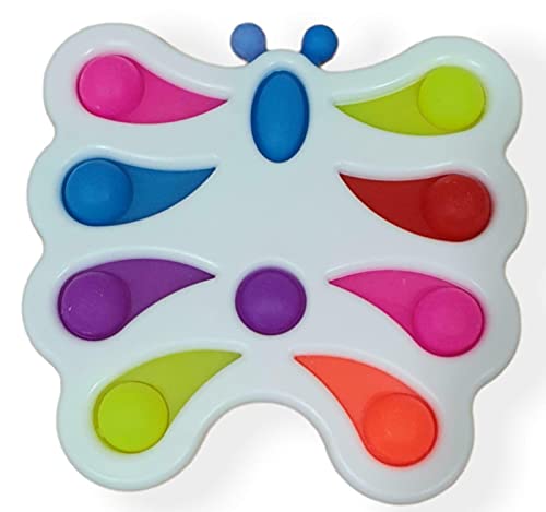 KAV Simple Dimple Butterfly 10 Pop Bubble Popper Push Pop Pop Fidget Spielzeug für Kinder und Erwachsene Autismus spezielle Bedürfnisse Stress und Angstlinderung Schmetterling-weiß