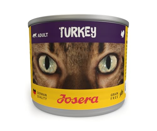 JOSERA Nassfutter Turkey 6 x 200 g Adult Premium Katzenfutter nass für ausgewachsene Katzen Pute mit Lachsöl getreidefrei gegen Harnsteinbildung Haarballen Alleinfutter 6er Pack