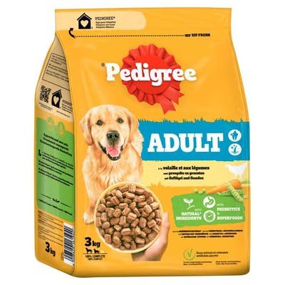 PEDIGREE Adult Trockenfutter mit Geflügel und Gemüse für ausgewachsene Hunde 10 kg 3 kg