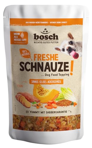 Bosch Freshe Schnauze - Sonnig gelbes Ackergemüse 1 x 200 g Topping für Hundefutter Für Trockenfutter und Nassfutter geeignet mit frischem Kürbis Karotten Süßkartoffeln roten Linsen