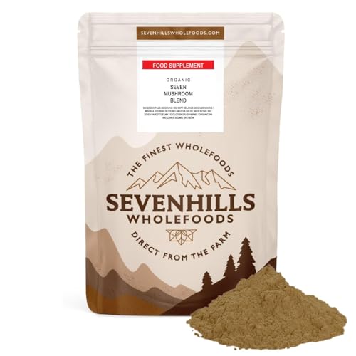 Sevenhills Wholefoods Bio 7 Pilz Pulver Mischung 200g Reishi Chaga Shiitake Maitake Löwenmähne Cordyceps Tremella