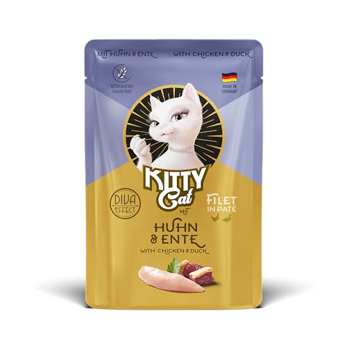 KITTY Cat Filet in Pat Huhn Ente 6 x 85 g Gourmet Nassfutter für Katzen feinstes Katzenfutter mit Taurin Lachsöl und Grünlippmuschel getreidefrei mit extra viel Fleisch Made in Germany