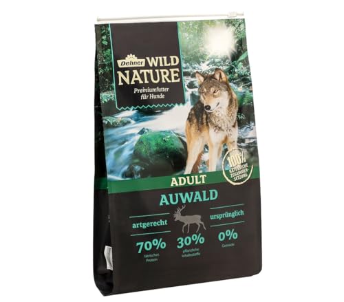 Dehner Wild Hundetrockenfutter Auwald getreidefreies Hundefutter mit Wildfleisch Trockenfutter für ausgewachsene sensible Hunde hoher Fleischgehalt 4 kg