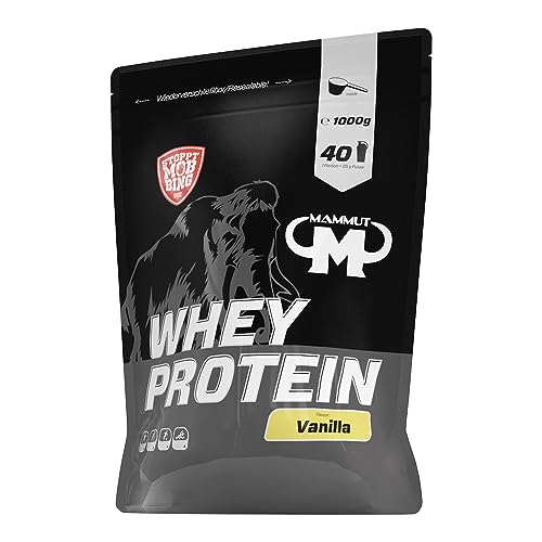 Mammut Nutrition Whey Vanilla 1kg 27g pro Portion Eiweißpulver mit hohem BCAA Anteil Perfekte Löslichkeit in Wasser Milch Ideale Zwischenmahlzeit