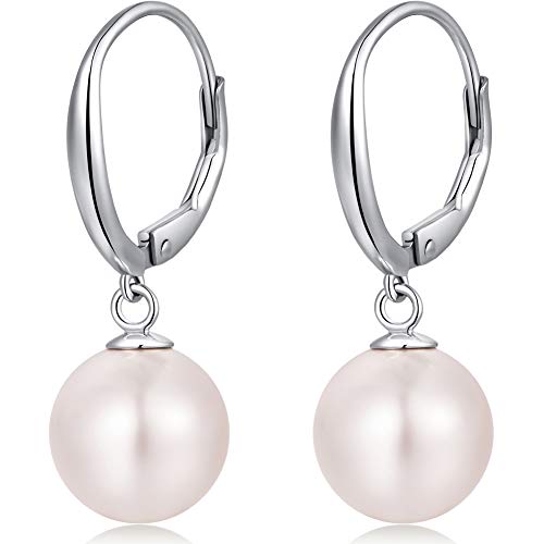 Perlenohrringe HÃ¤ngend fÃ¼r Damen Tropfen Sterling HÃ¤nger WeiÃŸgold Pearl Earrings fÃ¼r Damen
