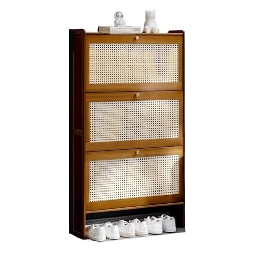 Schlanker Bambus Klappschublade freistehender Schuh Organizer für Eingangsschrank Flur Schlafzimmer schlankem Design Bx Tx H 50x 17x 120 cm