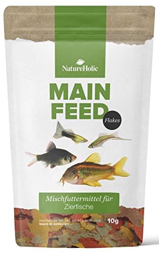NatureHolic Hauptfeed Flocke - Zierfischhauptfutter I Alleinfutter für Zierfische I für alle Fische im Aquarium I schonend hergestellt I Made in Germany I 50ml