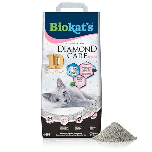 Biokat s Diamond Care Fresh Katzenstreu Babypuder Duft   Feine Klumpstreu aus Bentonit Aktivkohle und Aloe Vera   1 Sack 1x 10 L