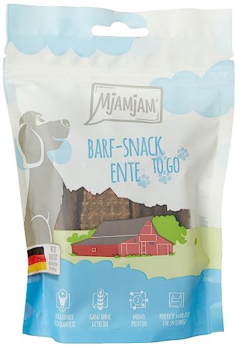 MjAMjAM - Premium Hundesnack - Barfsnack to Go - Ente 1er Pack 1 x 125 g naturbelassen ganz ohne synthetische Konservierungsstoffe
