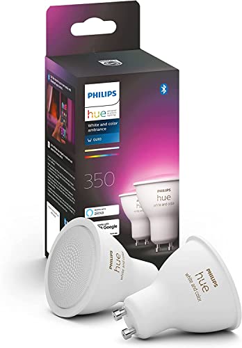 Philips Hue White Color Ambiance GU10 Lampe Doppelpack dimmbar bis zu 16 Millionen Farben steuerbar via App kompatibel mit Amazon Alexa Echo Echo Dot