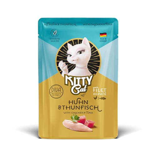 KITTY Cat Filet in Pat Huhn Thunfisch 6 x 85 g Gourmet Nassfutter für Katzen feinstes Katzenfutter mit Taurin Lachsöl und Grünlippmuschel getreidefrei mit extra viel Fleisch Made in Germany