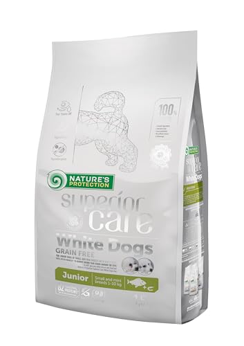 Nature s Protection Superior Care Trockenfutter für Junior Kleiner und Mini Rassen Hunde Fell der Hellen Farbe Mit Weißfisch Gewichtskontrolle Getreidefrei 1.5kg