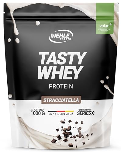 Whey Protein Pulver Stracciatella - High Protein Eiweißpulver Shake - Protein Powder Molkenproteine Proteinshake mit 22g Protein je Portion - Eweißshake mit BCAA EAA 1000g Wehle Sports