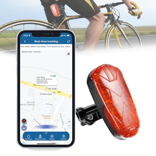 TKMARS Fahrrad GPS Tracking GPS Tracker Fahrrad Ohne ABO Tracker Fahrrad mit SOS Echtzeit-Ortung Mehreren Alarmen Wasserdicht 1800mah