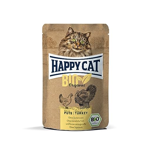 Happy Cat 70487 - All Meat Adult Bio Pouch Huhn Pute - Katzen-Nassfutter für ausgewachsene Katzen und Kater - 85g Inhalt