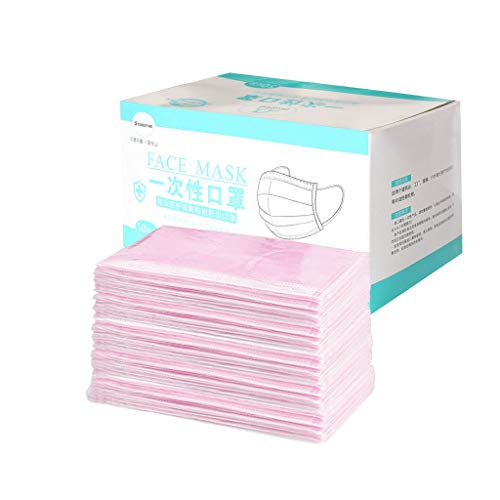 50 Stück Einmal-Mundschutz Mundbedeckung Individuelles Paket Erwachsene 3-lagig Atmungsaktiv Mund und Nasenschutz Bedeckung Multifunktionstuch Halstuch 50pcs Pink