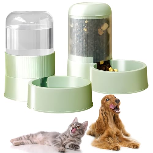 Futterautomat für Haustiere Automatischer Futterspender Automatisches Katzenfutterspender Set Automatischer Futterspender für Kleine und Mittelgroße Haustiere Grün