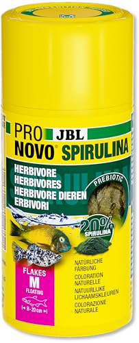 JBL PRONOVO SPIRULINA FLAKES Grünfutter für alle Aquarienfische von 8-20 cm Fischfutter-Flocken Größe M 1000 ml