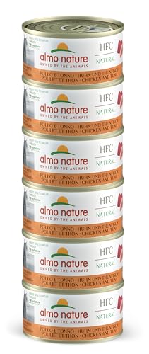 Almo Nature HFC Natural Megapack Nassfutter für Katzen - Huhn und Thunfisch - 6 Dosen 70 g