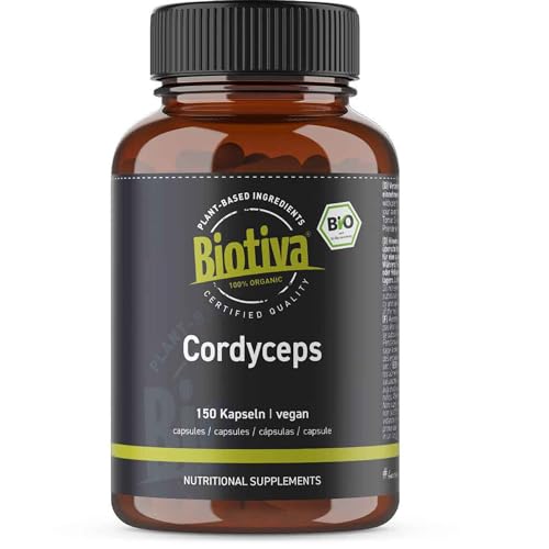 Cordyceps Kapseln Bio - 150 Stück - 100% Bio - Kernkeulen - Schlauchpilz - Vitalpilz - vegan - ohne Zusatzstoffe - abgefüllt und zertifiziert in Deutschland