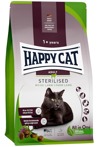 Happy Cat 70583 - Sterilised Adult Weide Lamm - Katzen-Trockenfutter für sterilisierte Katzen und Kater - 300 g Inhalt