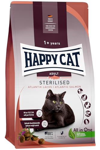 Happy Cat 70578 - Sterilised Adult Atlantik Lachs - Trockenfutter für sterilisierte Katzen und Kater - 300 g Inhalt