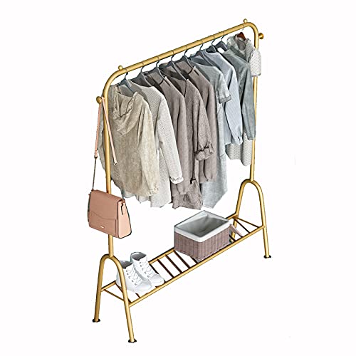 Kleiderständer Kleiderständer mit Regalen Schlafzimmer Kleiderstangen Metall-Wäscheständer Kleiderständer Home Kleiderbügel Schuhregal Bekleidungseinzelhandel Ausstellungsstand Gold 120X33X147Cm