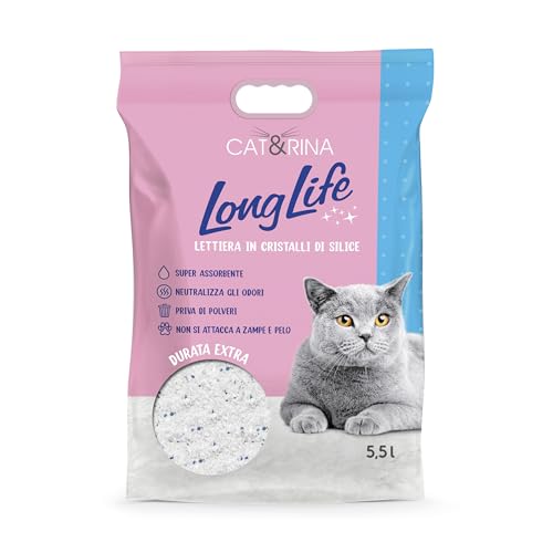 Cat Rina Long Life Super Absorbent Silica Silikat Katzenstreu. Staubfrei und sicher Bis zu 30 Tage Gebrauch. Geruchsneutral Klassisch 5 5 L