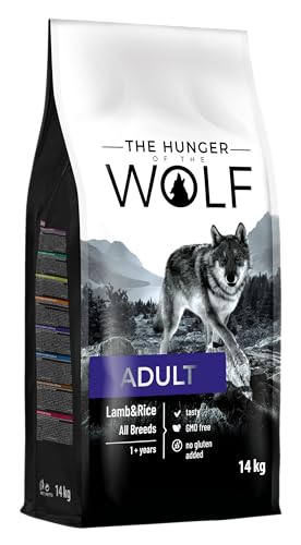 The Hunger of the Wolf Hundefutter für ausgewachsene Hunde aller Rassen Fein zubereitetes Trockenfutter mit Lamm und Reis - 14 kg