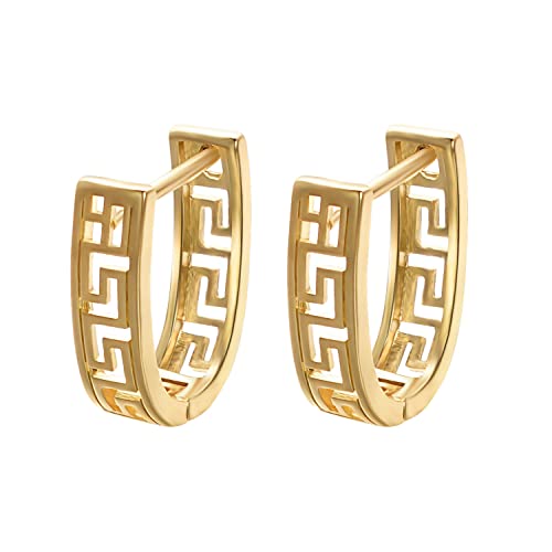 JOLCHIF Kleine Griechische Schlüssel Ohrringe Creolen Gold 14k Vergoldet U Form Huggie Ohrringe Damen Antiker Schmuck